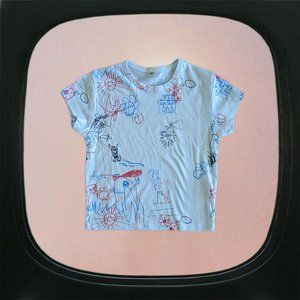 uo cropped doodle baby tee